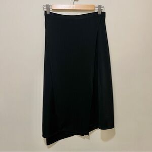 Helmut Lang Midi Skirt Women's Small Black Asymmetrical Stretch Jersey Knit Vamp